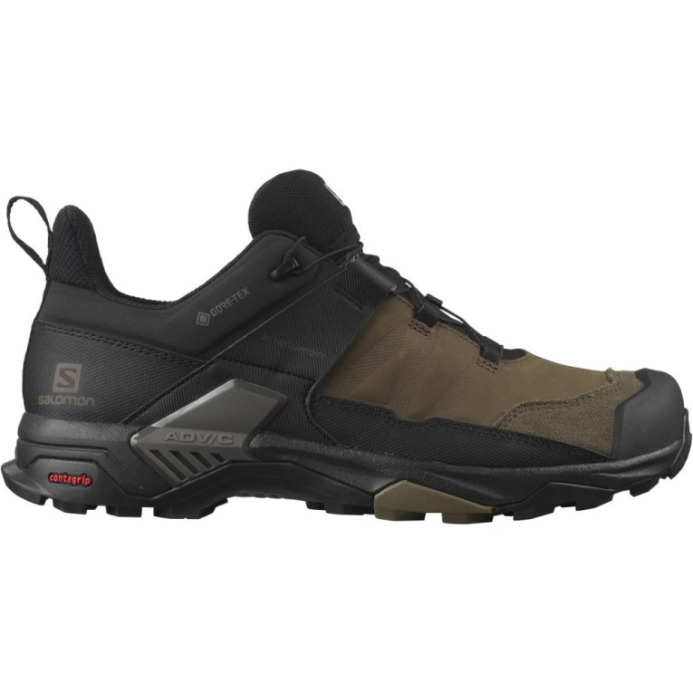 Black / Olive Salomon X Ultra 4 Leather GTX Men\'s Hiking Shoes | IE IN0328